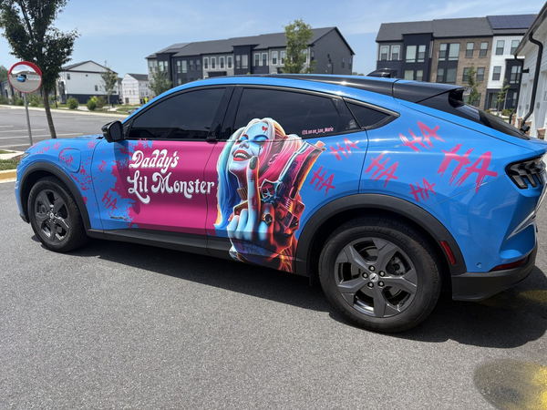 Ford Mustang Mach-E with a full custom printed graphic wrap